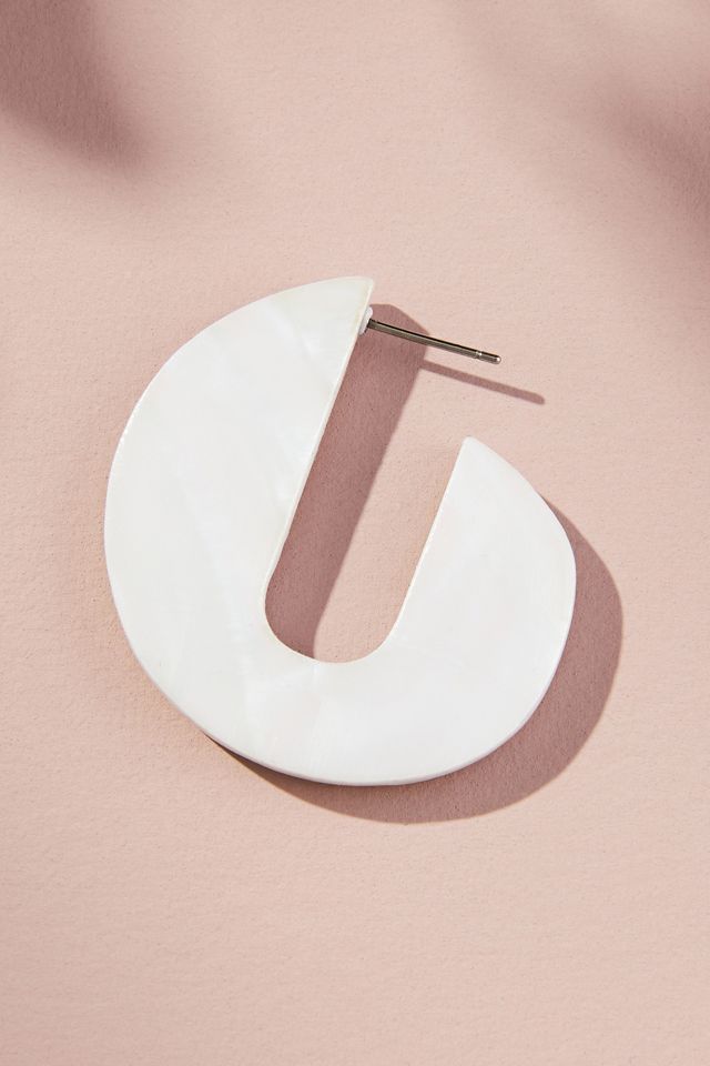 Mother-of-Pearl Open Circle Hoop Earrings #1