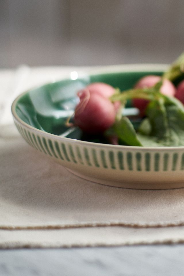 Green Stripe Serving Bowl #1