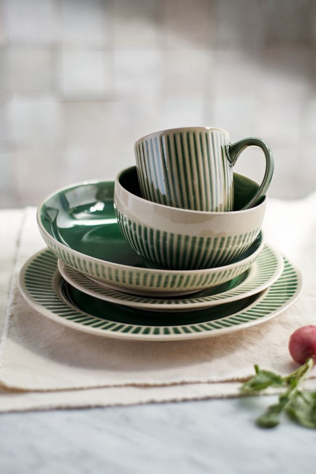 Green Stripe Serving Bowl #2