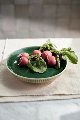 Green Stripe Serving Bowl