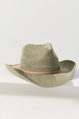 By Anthropologie Sparkle Cowboy Rancher Hat In Green