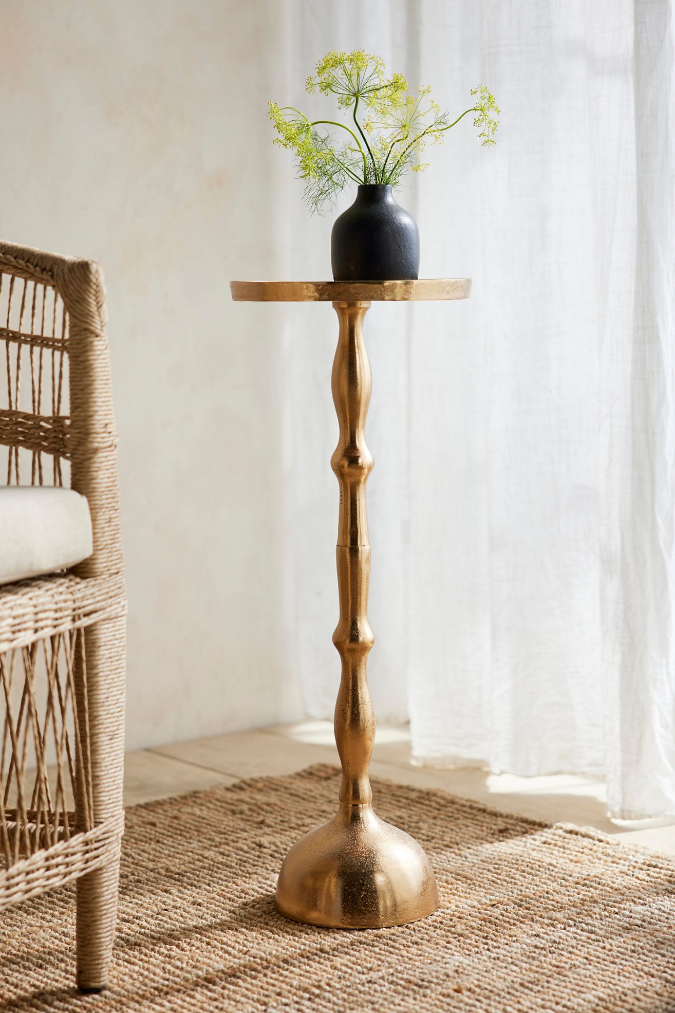 Spindle Aluminum Side Table - Gold, One Size