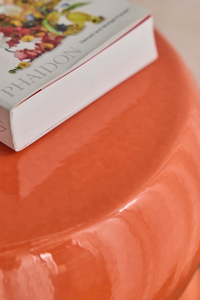 Stacked Bubble Ceramic Stool, Orange #1