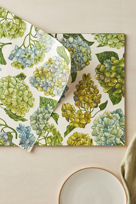 Terrain Hydrangea Paper Placemats, Set Of 24