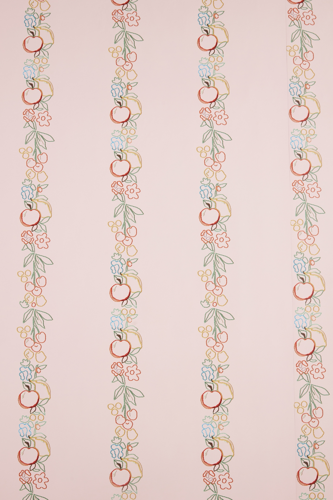 Lingua Franca Embroidered Fruit Vines Wallpaper