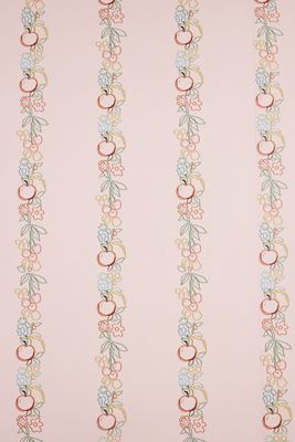 Lingua Franca Embroidered Fruit Vines Floral Wallpaper