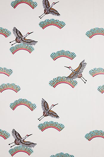 Carly Beck Cranes in Clouds Wallpaper