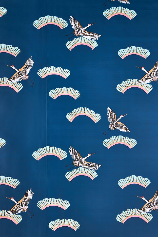Carly Beck Cranes in Clouds Bird Wallpaper #1