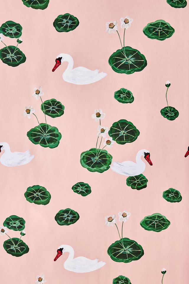 Carly Beck Lilypad Lake Floral Swan Wallpaper #1