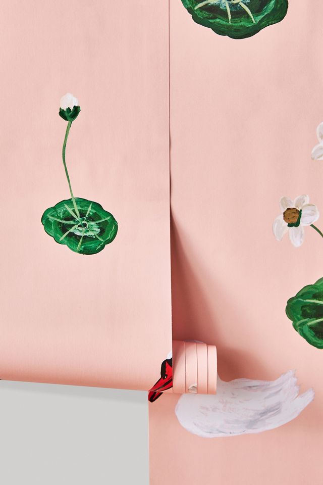 Carly Beck Lilypad Lake Floral Swan Wallpaper #2