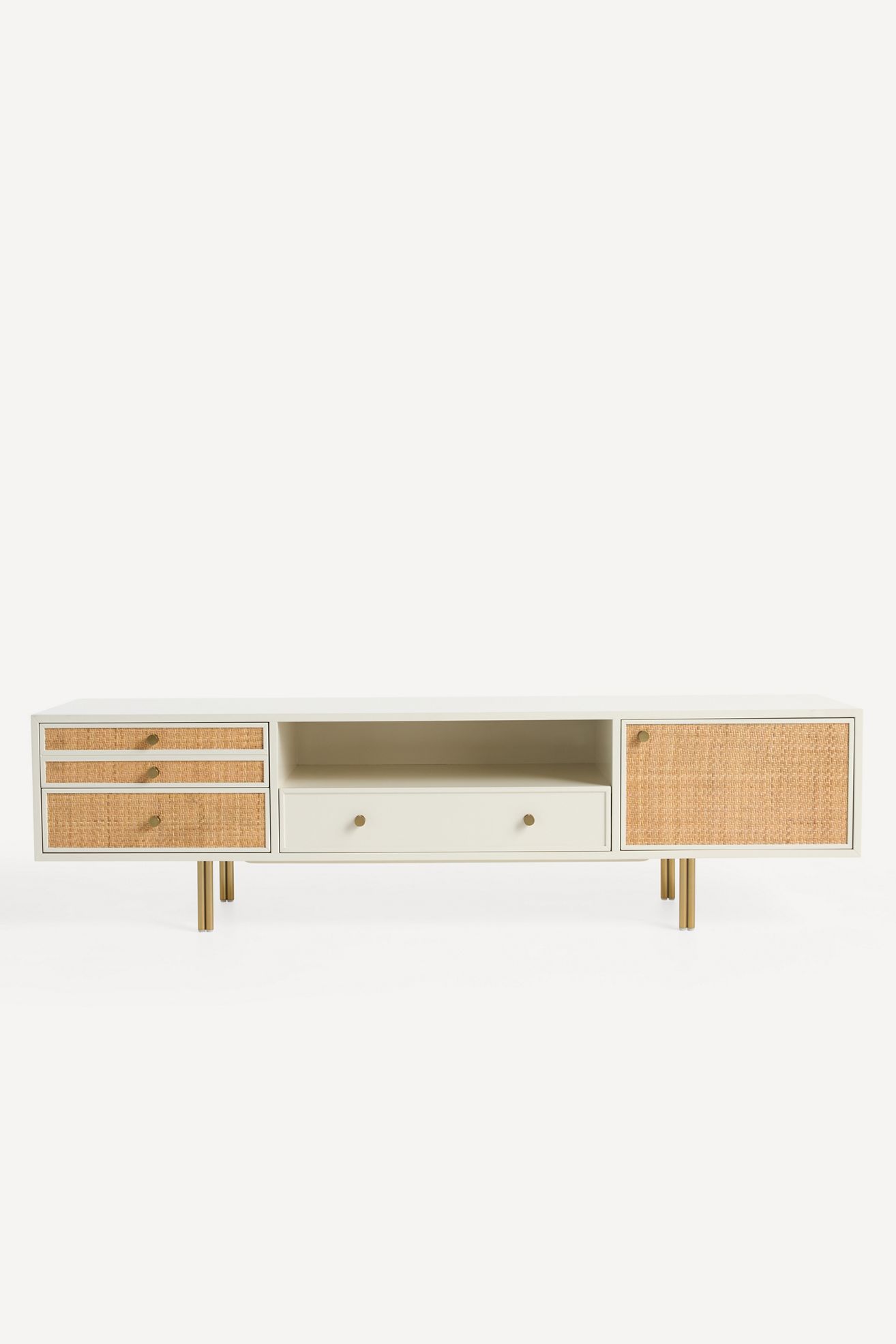 Presto Rattan Three-Drawer Media Console - Cream, Standard, One Size