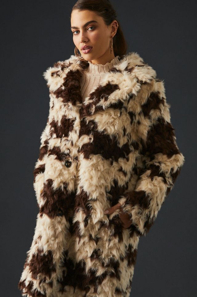 Cow Print Faux Fur Coat | Anthropologie