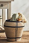 Woven Seagrass Storage Basket with Brown Stripe #1