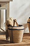 Woven Seagrass Storage Basket with Brown Stripe #2