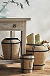 Woven Seagrass Storage Basket with Brown Stripe