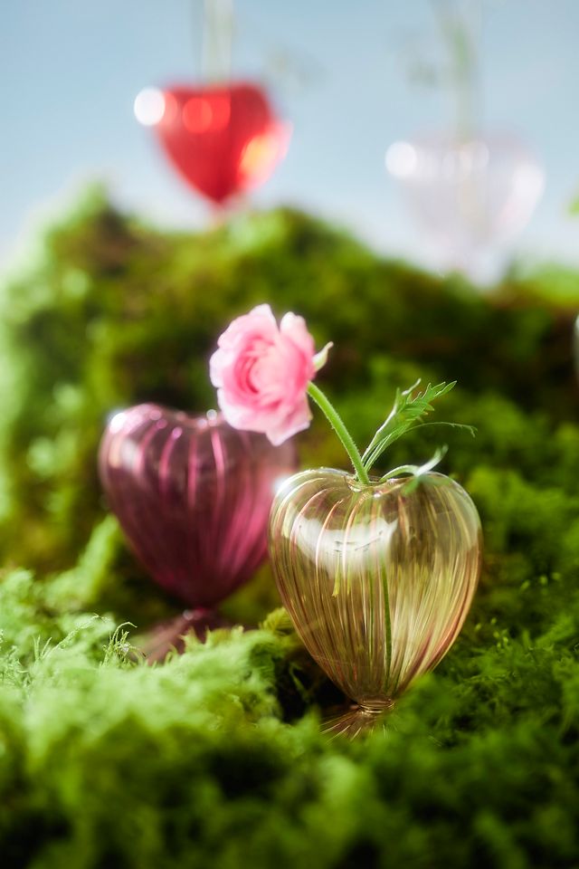 Glass Heart Bud Vase