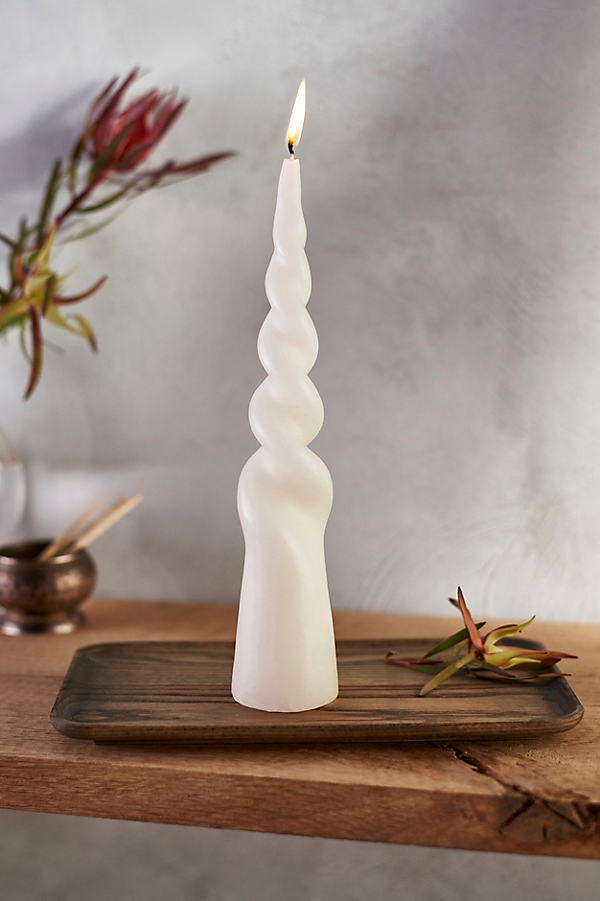 Terrain Twisty Cone Pillar Candle In White