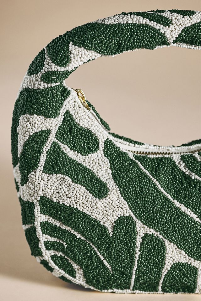 Beaded Palm Leaf Shoulder Bag #2