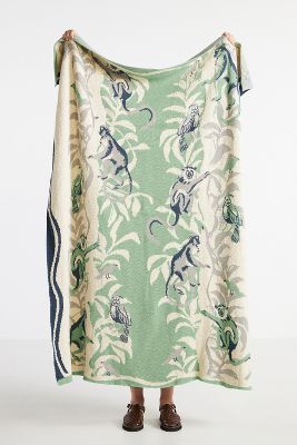 Shop Anthropologie Sonnie Animal Motif Lightweight Cotton Throw Blanket