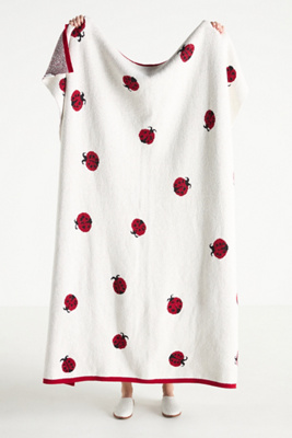 Sonnie Cotton Ladybug Knit Throw Blanket