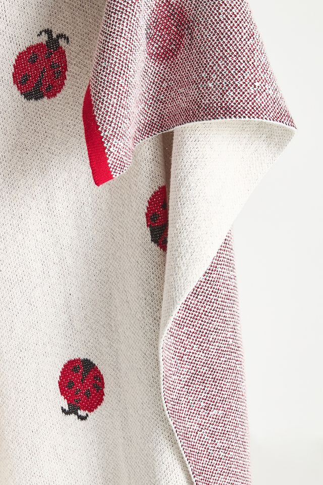 Sonnie Cotton Ladybug Knit Throw Blanket