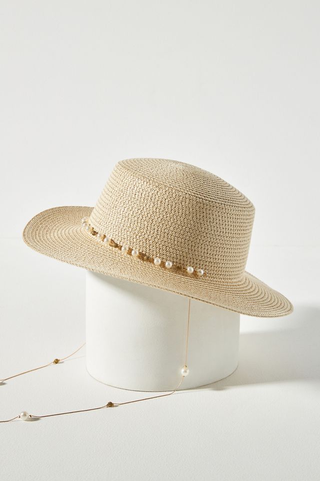 Beaded Chain Boater Hat #3