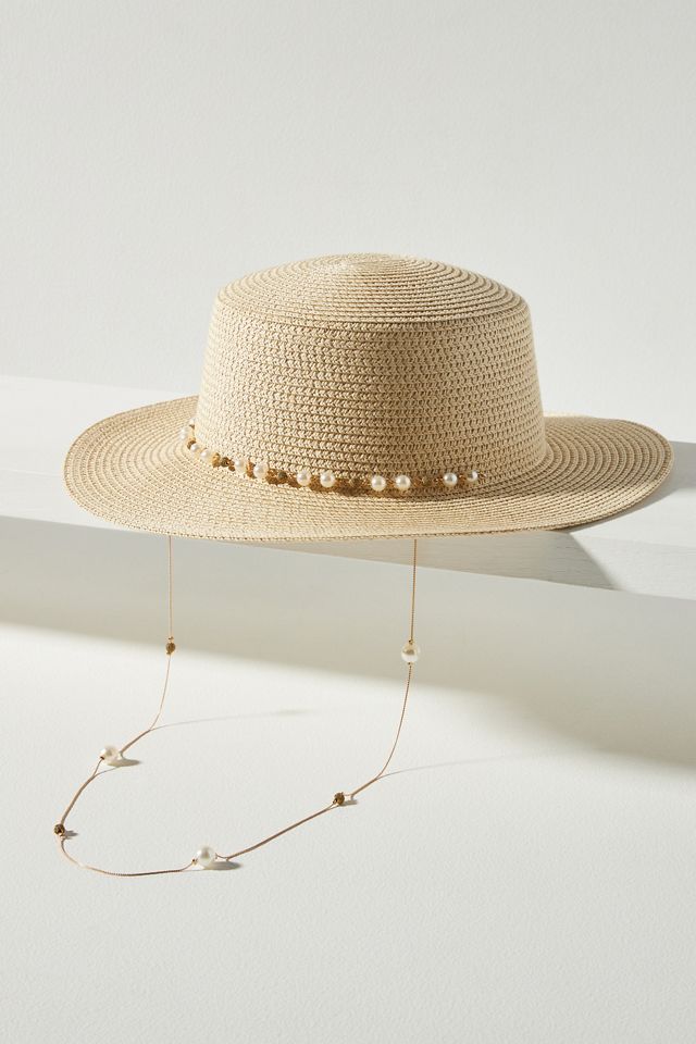 Beaded Chain Boater Hat #1