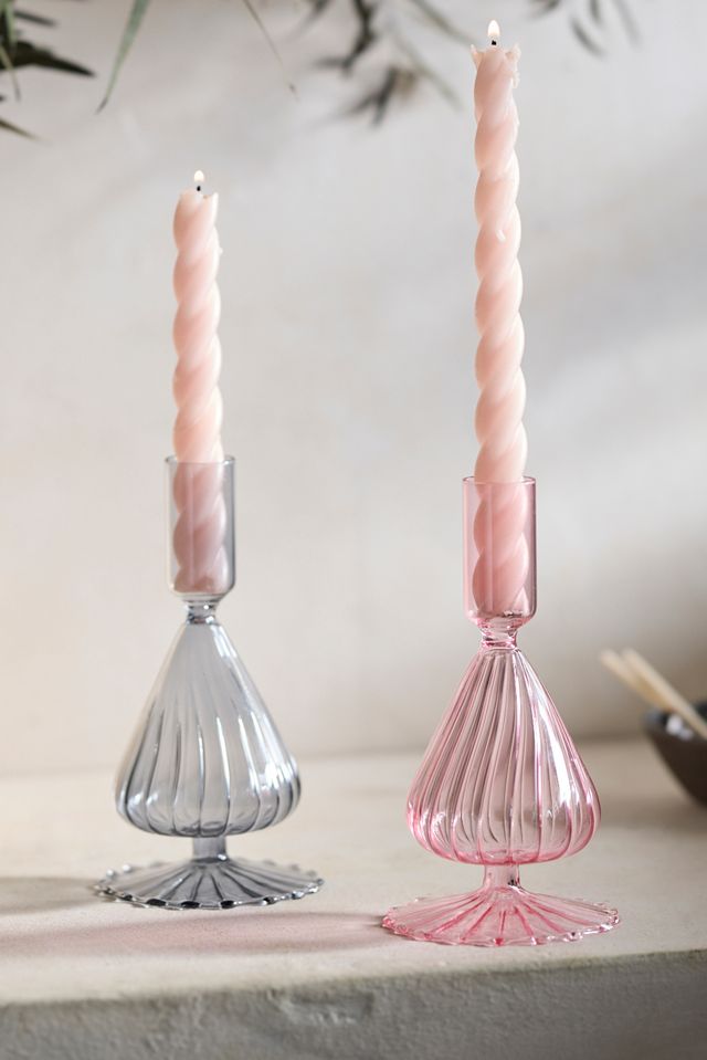 Ridged Flare Base Taper Candle Holder #1