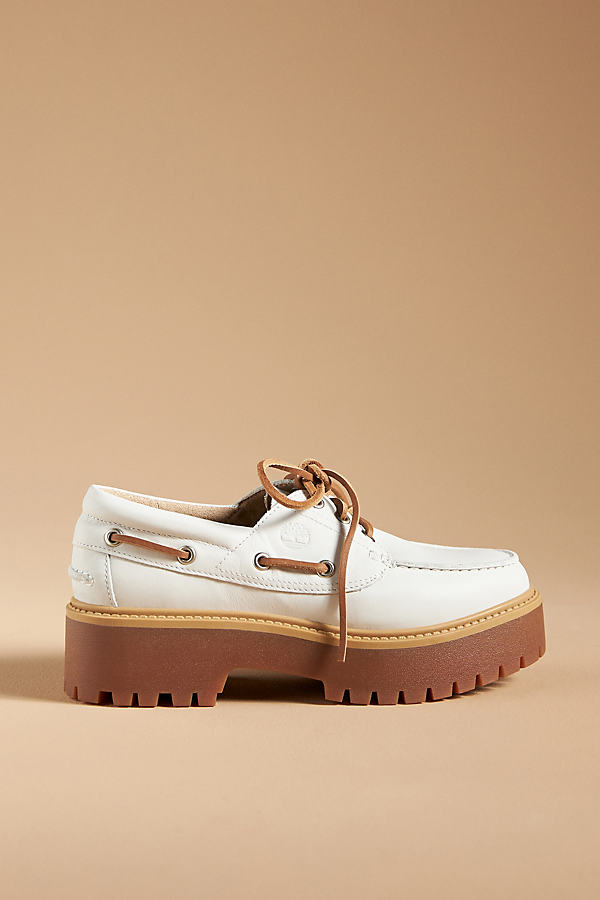 Shop Timberland Stone Street Platform Boat Shoes In White
