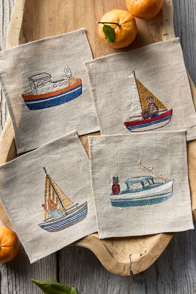 Coral & Tusk Boat Cocktail Napkins, Set of 4 #1