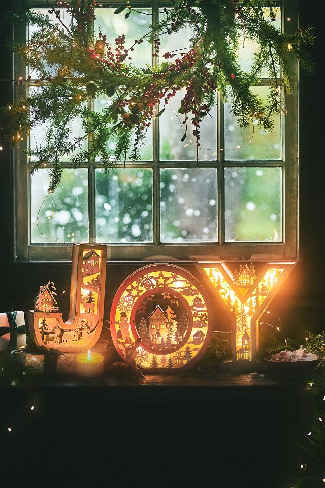 ANTHROPOLOGIE offers Monogram Light-Up Y Wonderland Scene Christmas Letter