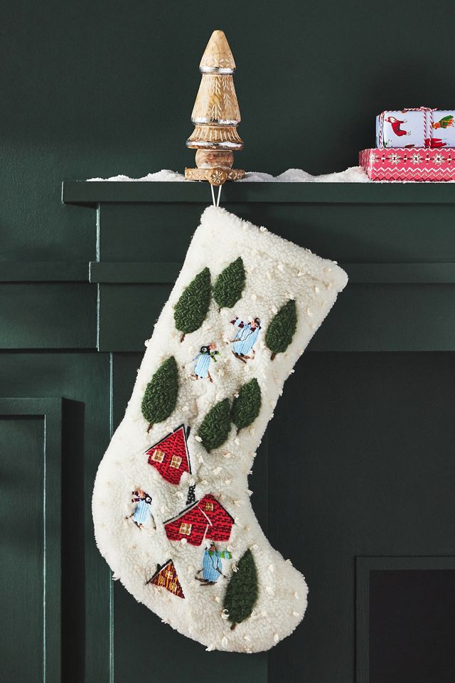Winifred Embroidered Shearling Christmas Stocking #1