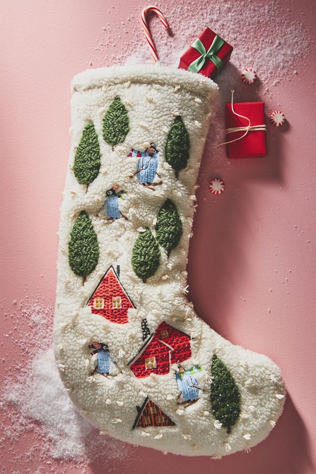 Winifred Embroidered Shearling Christmas Stocking