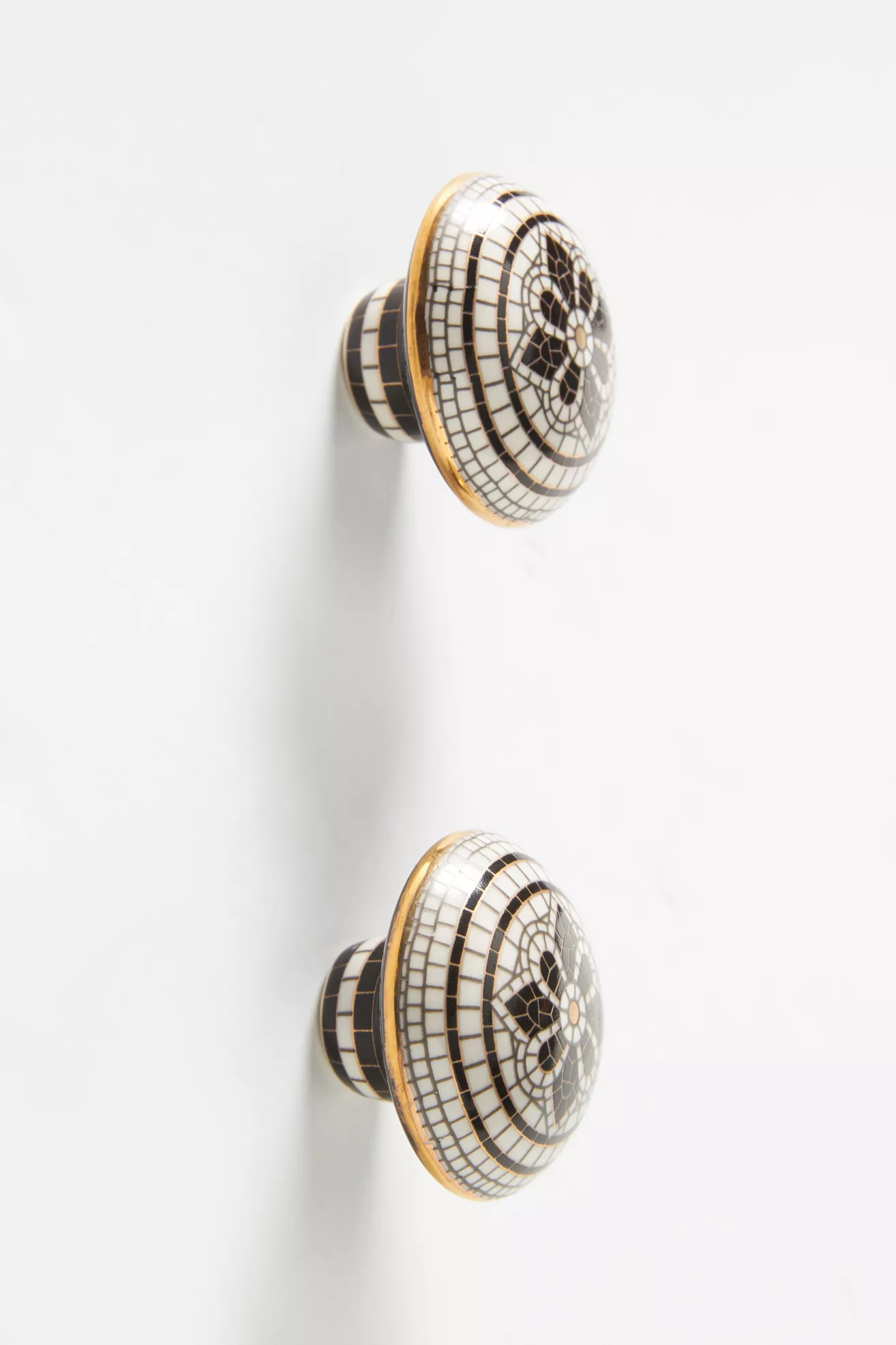 Bistro Tile Stoneware 24k Gold Accent Knobs, Set of 2 - thumbnail 2