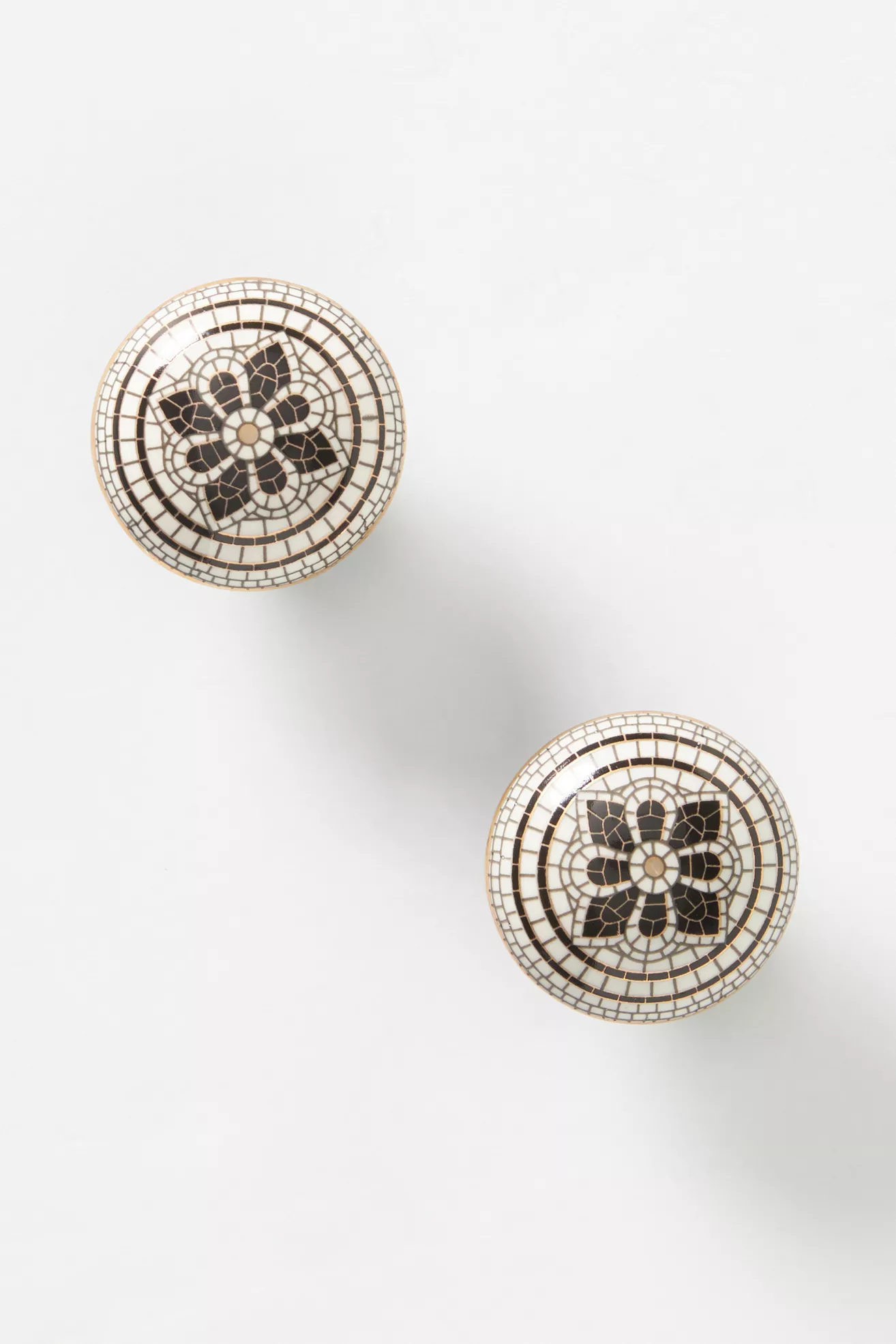 Bistro Tile Stoneware 24k Gold Accent Knobs, Set of 2