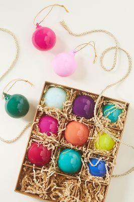 Anthropologie GOLD BAUBLE Ball ORNAMENTS set of 6 Glazed Glass & hotsell Metal