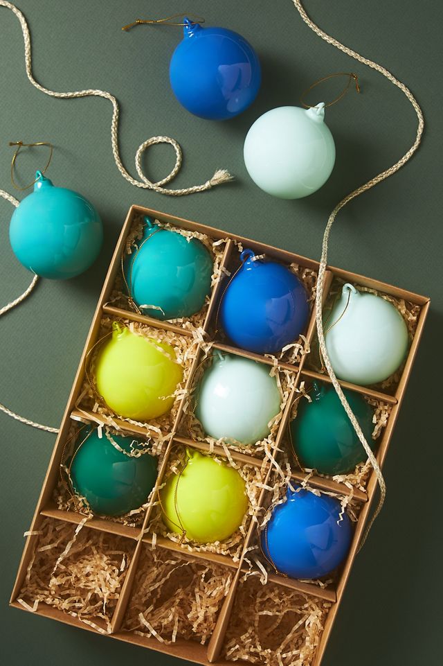Opaque Bauble Christmas Tree Decorations, Set of 9 #2