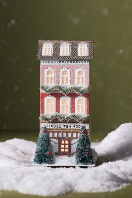 Emily Taylor for George & Viv Light-Up Holiday Tinsel Team Room Village Scene Decoration