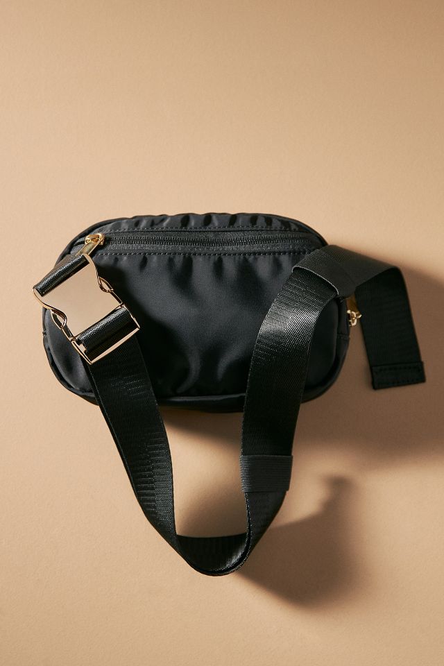 BLACK NYLON CURVE BELT BAG