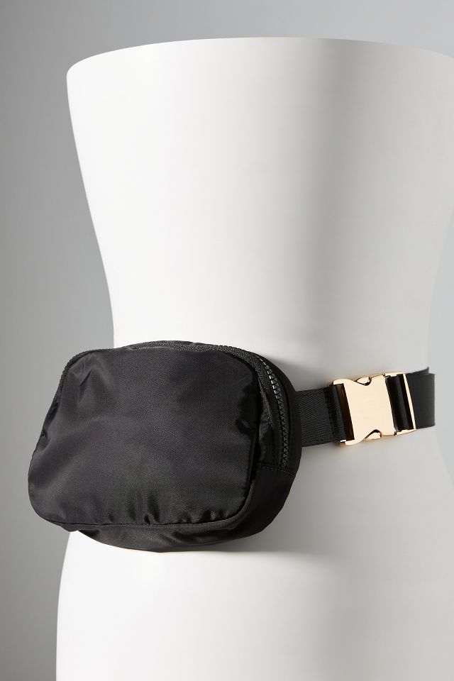 BLACK NYLON CURVE BELT BAG