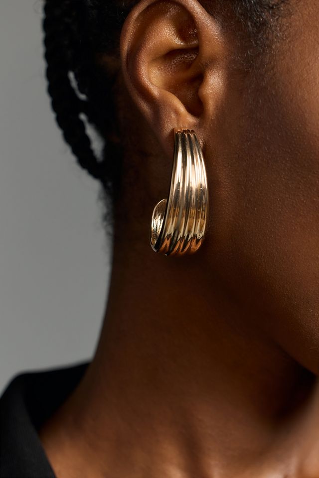 Ribbed Large Huggie Earrings #3