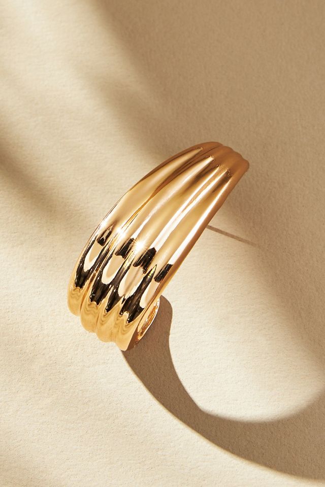 Ribbed Large Huggie Earrings #1