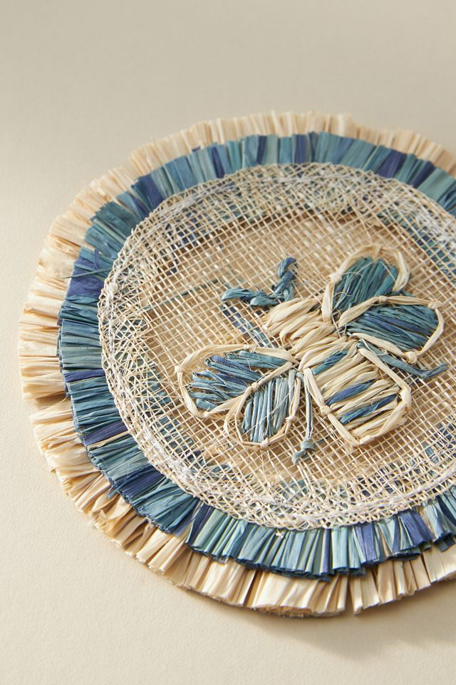 Joanna Buchanan Woven Straw Bee Coasters, Set of 4 #1