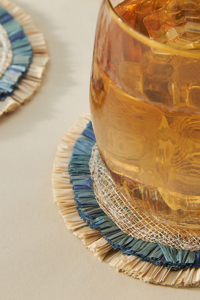 Joanna Buchanan Woven Straw Bee Coasters, Set of 4 #2