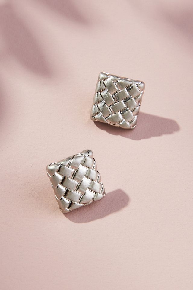 Woven Square Stud Earrings Anthropologie