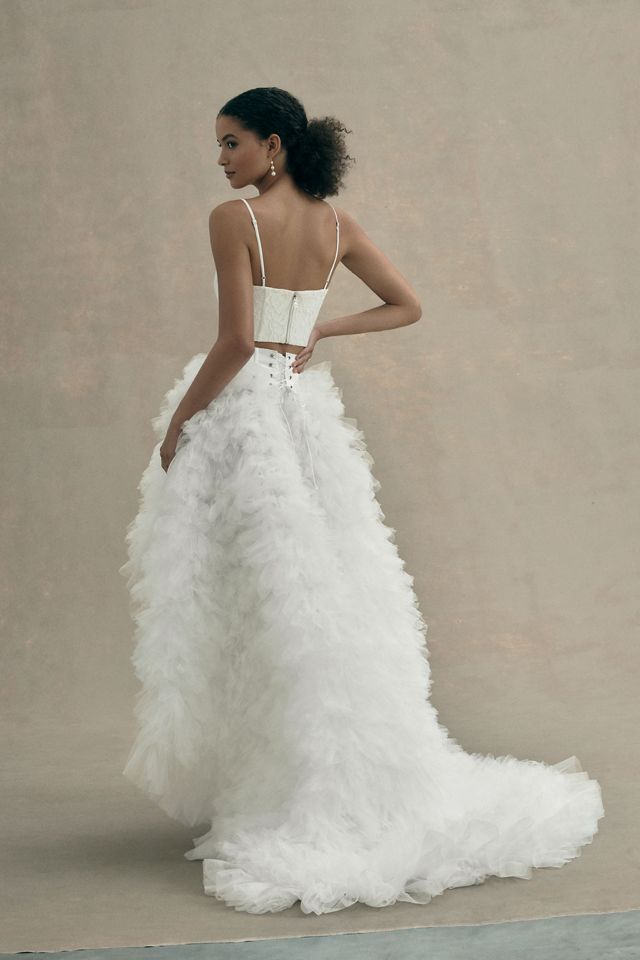 Morphine Fashion Aphrodite Tiered Ruffle High-Low Tulle Bridal Skirt #3