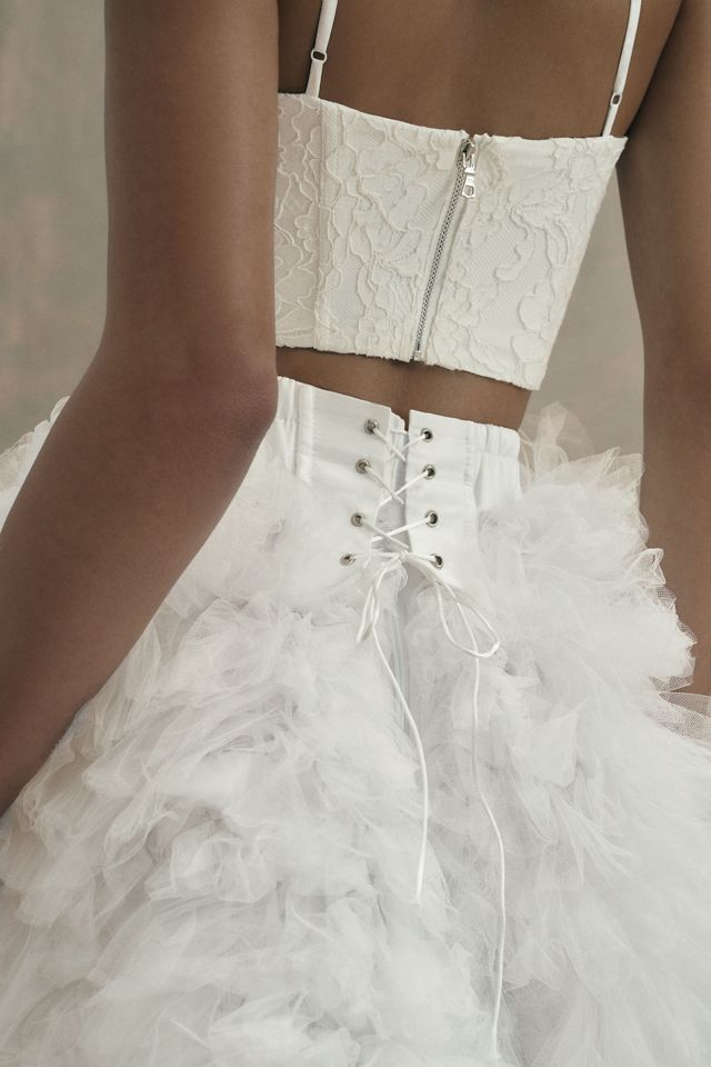 Morphine Fashion Aphrodite Tiered Ruffle High-Low Tulle Bridal Skirt #4