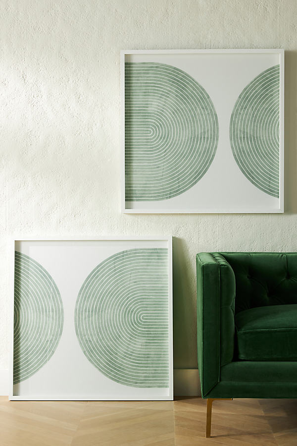 Dawn Wolfe Art Concentric Deco Diptych Wall Art In Green