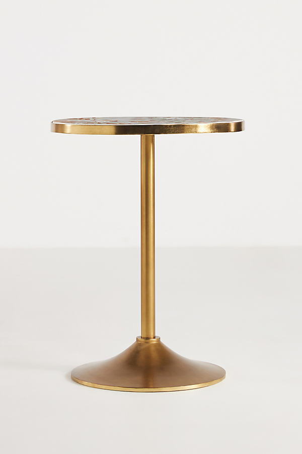 Shoal Inlay Brass Round Side Table