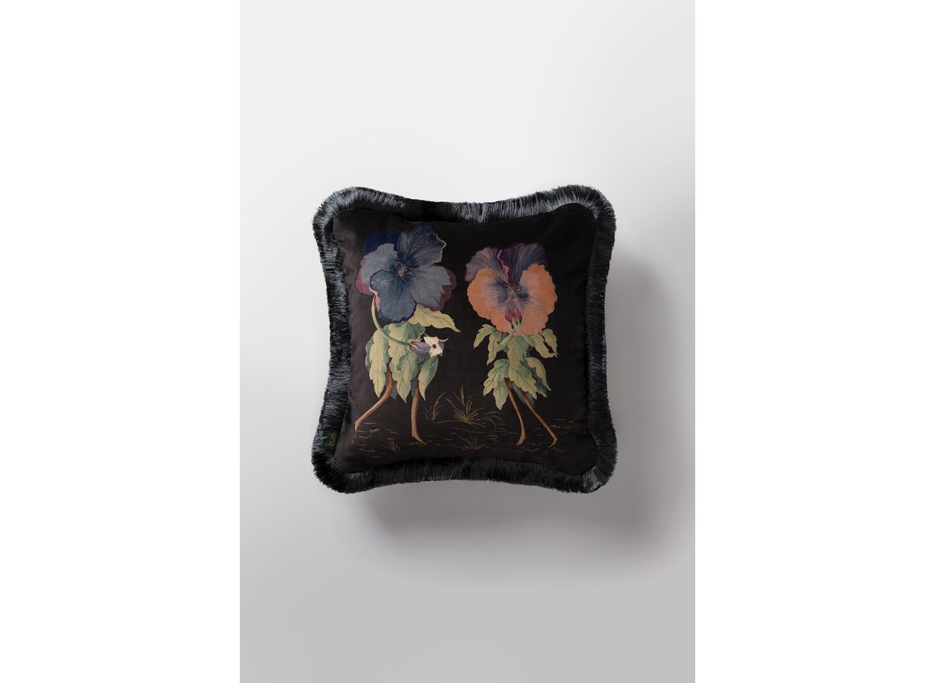 House of Hackney Love Letter Velvet Pillow - Black Pattern, One Size